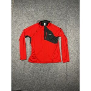 The North Face Impulse Performance Pullover Men L Shirt  1/4 Zip  Red FlashDry